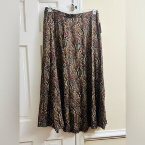 Koret Paisley A-Line Full Skirt in Black and Brown NWT 24W